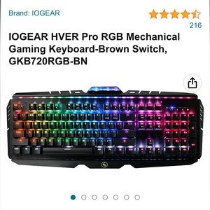 IOGEAR® GKB720RGB-RD HVER™ PRO RGB Mechanical Gaming Keyboard NEW